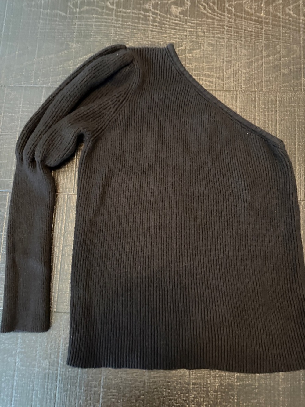 Worthington Black One-Shoulder Ribbed Sweater